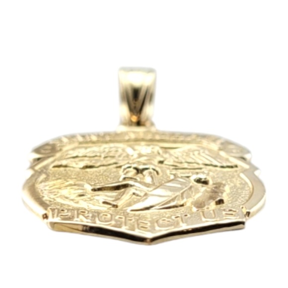 14 Karat Yellow Gold "Saint Michael Protect Us" Archangel  Pendant #20910 - Picture 5 of 11
